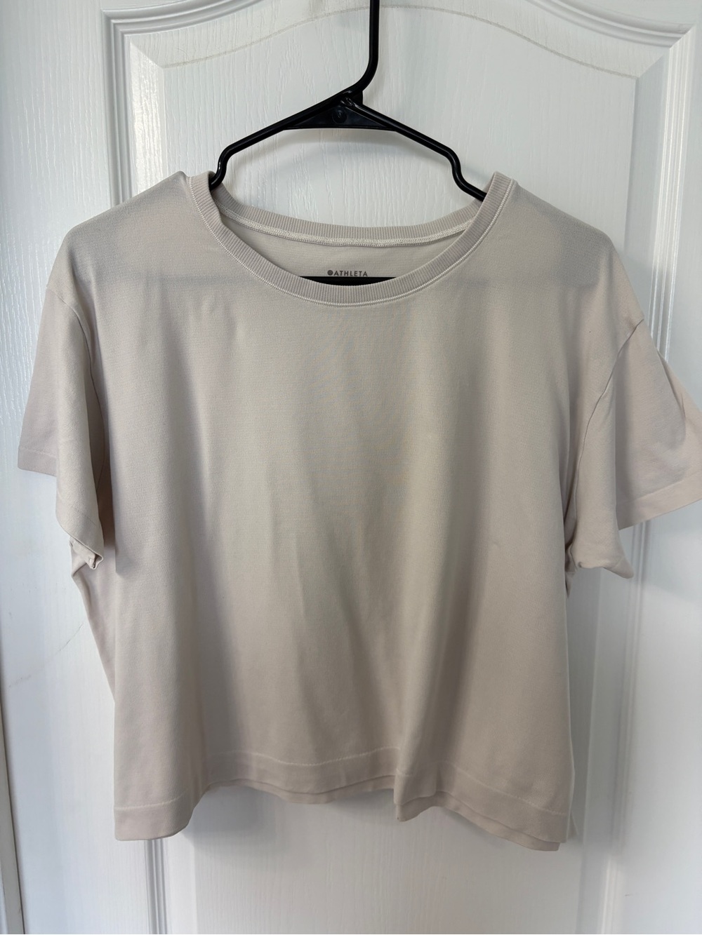 Athleta White Short Sleeve Crop Top Size Large